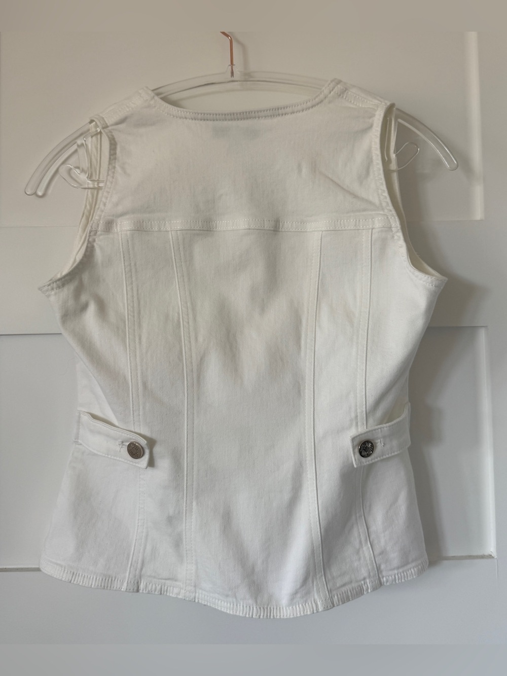 White House Black Market White Stretch Denim Vest Size 4 EUC - Picture 3 of 7